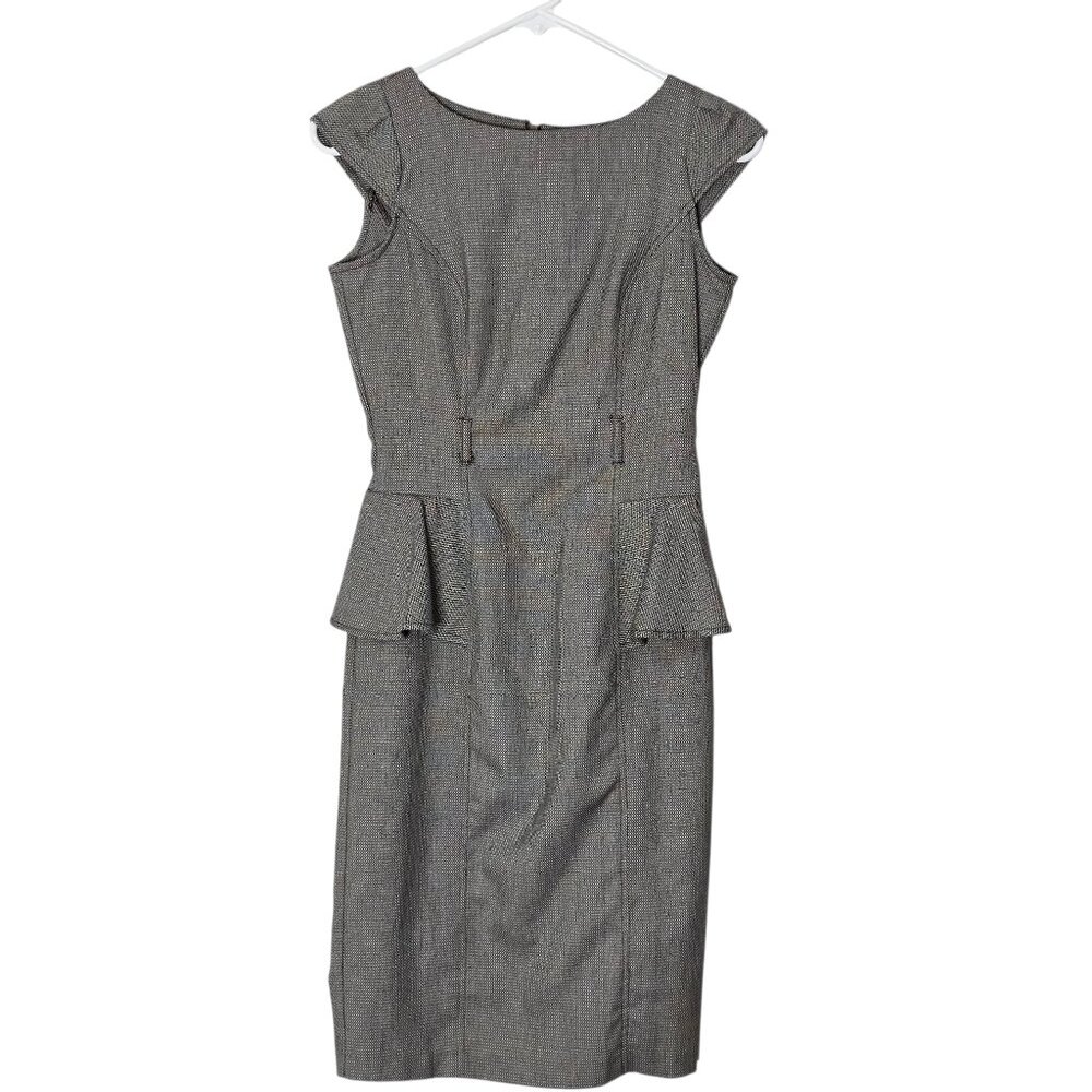 XOXO Women's Brown & Cream Pencil Dress w. Peplum Detail Size 0/0 Small